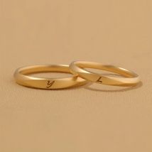 Pure 18K 14K 9K anpassbarer gravierter Ring, Gedenk-Hochzeitspaar-Paarungsset, Unisex-Schichtring für Männer und Frauen
