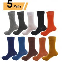 5Pairs Neue Hohe Qualität Business Casual Männer Socken Schwarz männer Kleid Lange Socken Herbst Warm Halten Bunte Volle glücklich Socken Männlich