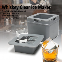 4 Large Square Crystal Clear Ice Cube Maker Easy Release BPA Free Silicone Cocktails Drinks Whiskey