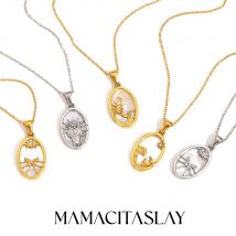 Mamacitalay 18 Karat vergoldet Edelstahl Zirkon Stern zwölf Sternbild Muschel Halskette Frauen wasserdichten Hals Schmuck Geschenk