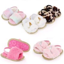 Frühling Winter Mode Mehrfarbige Faux Pelz Baby Mädchen Slipper Nicht-slip Neugeborenen Nettes Kind Kleinkind Krippe Kleid Schuhe Erste wanderer