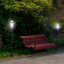 Outsunny 2 Farolas Solares 129 cm con 2 Luces LED Blanca 6000K Impermeable IP44
