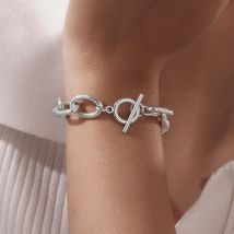 Thick Wide Design Stainless Steel Chain Bracelet For Women Men Frosty Silver Color Chunky Jewelry With OT Buckle