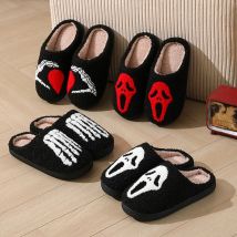 Herbst Winter Halloween Hausschuhe Frauen Indoor Hause Nicht Slip Warme Baumwolle Hausschuhe Frau Leichte Weiche Plüsch Rutschen Plus Größe