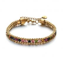 ZMZY Damen Herren Goldfarbenes gewebtes Kristall-Zirkonia-Armband Edelstahl Schmuckzubehör 18 Karat vergoldete Kette