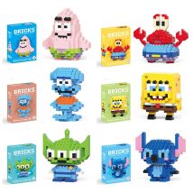 Disney mały granulowany model budynku zabawka postać z kreskówki ścieg, SpongeBob Mini blok zabawka