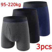 3 Stück Herren-Boxershorts in Übergröße, Baumwollunterwäsche, mittellang, für 95–220 kg, Boxershorts, große Größe 8XL, bequeme Shorts