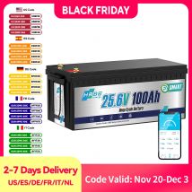 Batteria al litio HRBEEnergy 24V 100Ah LiFePO4 integrata 100A BMS, oltre 6000 cicli, batteria, potenza di carico massima 2560W, per camper, solare, terreni