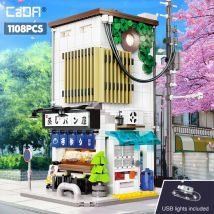 1108 Pcs Cada City LED giapponese al vapore Bun House Architecture Building Blocks Friends Shop figure mattoni giocattoli per bambini regali