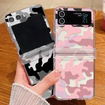 Transparente Telefon hülle für Samsung Galaxy Z Flip5 Flip4 Flip3 Kuh muster klar faltbare harte PC-Abdeckung für Samsung Z Flip 5 4 3