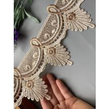 1 Yards Embroidery Brown Flower Lace Ribbon Trims for Sofa Curtain Trimmings Dress Costumes Applique Beige 10.5 cm New