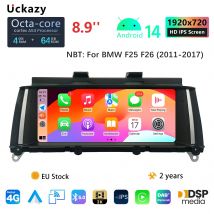 Uckazy 6GB IPS DSP 8 Core Auto Android 14 Car Multimedia Player For BMW X3 F25 for BMW X4 F26 Radio Audio Stereo GPS Navigation Head unit Screen F25 Carplay 4G Wifi