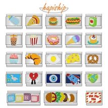 Hapiship 2022 New Fashion Food Hamburger Ice Cream Charm Italian Links Fit 9mm Bransoletka Biżuteria