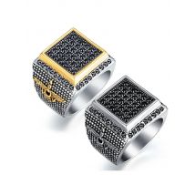 Vintage Men's Ring Persian Iran Farvahar Farohar Zoroastrian Wing Rings Stainless Steel CZ Pahlavi Zoroastrianism Male Jewelry