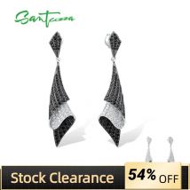 SANTUZZA Orecchini in argento per donna Genuino argento sterling 925 piegato spinello nero bianco cubic zirconia gioielleria classica