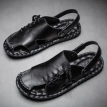 Hausschuhe für Herren, flache Leder-Strandschuhe, italienischer Stil, Herren-Slipper, hochwertige Badezimmer-Sandalen für Herren, Sandalia feminino Luxo