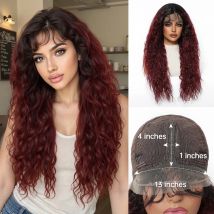 Synthetische Lace-Front-Haarperücke, Burgunderrot, Ombre, lange, gerade Spitzenperücken für schwarze Frauen, hitzebeständig, Cosplay, Party, Alltag