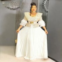 Sequin Plus Size African Party Dresses for Women 2025 New Fashion Dashiki Ankara Wedding Evening Gown Elegant Muslim Maxi Dress