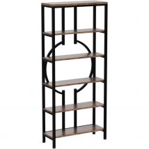 70.9 Inch Industrial Bookshelf, 6-Tier Tall Etagere Bookcase with Open Shelves for Living Room and Home Office