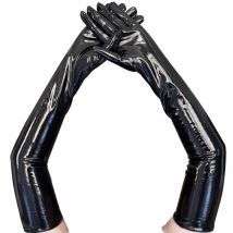 Frauen 53CM Helle Patent Leder Cosplay Gothic Stil Sexy Engen Nachtclub Lange Handschuhe Bühne Leistung Mode Persönlichkeit