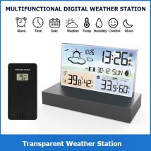 Stazione meteorologica digitale Misuratore di temperatura e umidità trasparente Sveglia Previsioni meteo Igrotermografo per interni ed esterni
