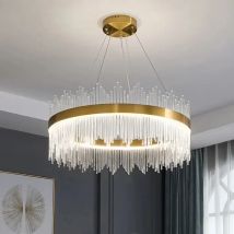 Luxuriöser Wohnzimmer-Kronleuchter Postmoderner Kristall-Schlafzimmer-Esszimmer-Modellraum Runde Atmosphäre Große Pendelleuchten