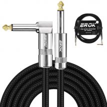 EROK 1/4 Cal kabel instrumentalny 90 stopni pod kątem prostym do prostego 6.35mm męski przewód audio stereo do gitary elektrycznej basowej ﻿