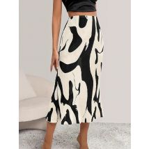 Frauen Trompete Faltenröcke 2024, bedruckt, Mitte der Wade, lange, elegante, sexy Röcke, elastische Taille, plissierte, figurbetonte Röcke für Frauen