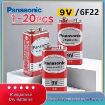 1–20 Stück Panasonic 9 V 6F22 Alkalibatterie für Alarm, kabelloses Mikrofon, quecksilberfrei, lange Arbeitslebensdauer