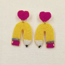 Kreative gelbe Bleistift Design Perlen baumeln Ohrringe zurück zu Schule Saison Ohr Ornamente böhmischen niedlichen Stil Geschenk für Studenten