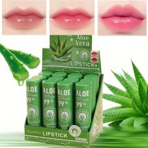 12-Piece Aloe Vera Lip Balm Set, Long-Lasting Moisturizing, Non-Stick, Waterproof, Color-Changing Jelly Lipstick Containing Plant Squalane, Suitable for All Skin Types