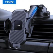 Topk Autotelefon halterung, super stabile Handy-Auto halterung 360 ° Drehung Ein-Knopf-Freigabe für iPhone Samsung Google-Handys