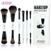 Jessup Zestaw pędzli do makijażu Dwustronne pędzle do makijażu Podkład Contour Blush Blending Eyebrow Shadow, Fiber Bright Cyan T501