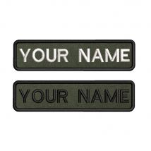 10X2.5 cm sfondo verde militare ricamo nome personalizzato testo patch strisce distintivo termoadesivo o supporto toppe per vestiti