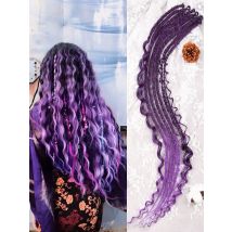 Wavy Dreadlock Extensions 24 inch Singel Ended Thin 0.6cm Curly Dreadlock Extensions, 8pcs SE Synthetic Wavy Dreads in Black