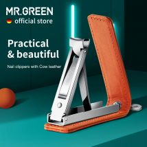 MR.GREEN Tagliaunghie con pelle di mucca Tagliaunghie ultrasottile portatile Forbici per unghie colorate Strumenti per manicure Portachiavi