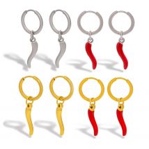 New Simple Stainless Steel Hoop Earrings for Women Creative Enamel Red Chili Pepper Charm 18K Gold Plated Jewelry Waterproof