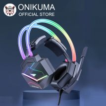 ONIKUMA X20 Gaming-Headset mit RGB-Licht, kabelgebundene Kopfhörer mit Mikrofon, Bass-Surround-Over-Ear-Kopfhörer mit vollem Licht für PS5-PC