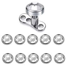 10 Stück ASTM F136 Titan OHR PIERC Hautanker versteckter Mikro-Haut-Piercing-Gewindekopf für 0,9–1,2 mm Piercing-Schmuckfabrik