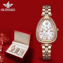 OUPINKE 3192 Frauen Uhr Luxus Marke Automatische Mechanische Edelstahl Wasserdichte Uhren Für Frauen Dreieckiges Zifferblatt Geschenk