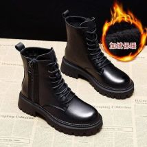 Dicke sohlen Weiblichen Britischen Stil 2024 Neue Stiefel Wilden Winter Kurze Stiefel Frauen Schuhe Baumwolle Schuhe Winter Plus Samt