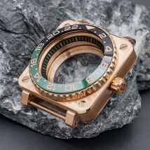 Roségoldenes quadratisches Saphirglas-Uhrengehäuse, passend für NH34 NH35 NH36 4R 7S Japan Automatikwerk, wasserdichtes Herren-Taucheruhrengehäuse