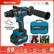 Wiertarko-wkrętarka udarowa bezszczotkowa YOFIDRA 13MM 900N.M, 20+3 poziomy momentu obrotowego, elektryczny młotowiertarka, narzędzie elektryczne do akumulatorów Makita 18V