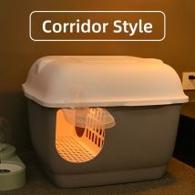 HOOPET Katzentoilette, große Kapazität, Katzentoiletten mit Flur, Haustierpfannenzubehör für Katzen und Kätzchen, spritzwassergeschützte Streuhalter