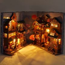 Casa de muñecas con rincón de libros para manualidades, estantería de madera en miniatura, inserto de estante, Kit de modelo de casa en miniatura, colección de Anime, regalos de juguetes de cumpleaños