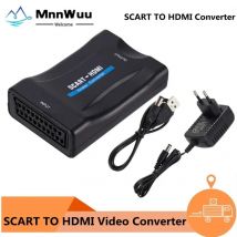MnnWuu 1080P SCART Zu HDMI-kompatibel Video Audio Gehobenen Konverter Adapter für HD TV DVD für Sky Box STB Plug und Play DC Kabel
