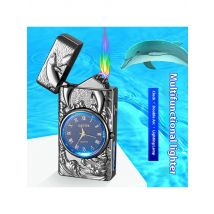 2218 Dolphin Multi-Function Rechargeable Lighter Flashlight Watch USB Metal Windproof Electronic Lighter