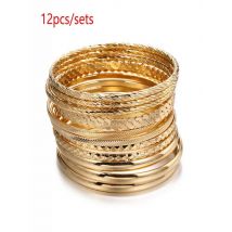 12pcs Punk Curb Cuban Chain Bracelets Set for Women Miami Boho Thick Gold Color Charm Bracelets Bangles Fashion Jewelry