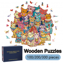 Holzpuzzles für Erwachsene, 100/200/300 Teile, einzigartig unregelmäßige Holzpuzzles in Tierform, Puzzle mit hohem Schwierigkeitsgrad