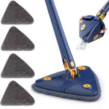 Triangle Cleaning Mop Telescopic 360° Rotatable Adjustable Microfiber Mop with 4 Mop Pads Floor Household Cleaning Ceiling